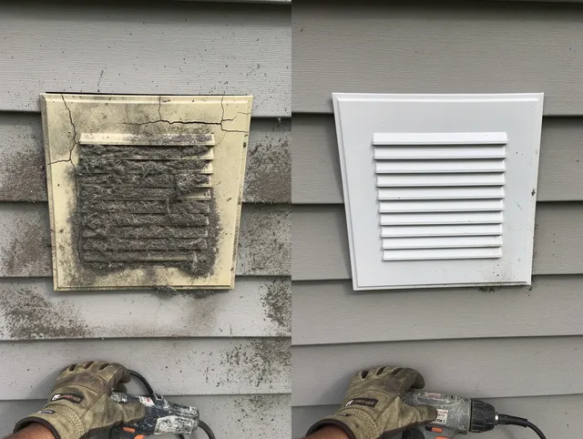 Security-Widefield Dryer Vent Cleaning technician installing high-quality dryer vent cover at a residential property in Security-Widefield