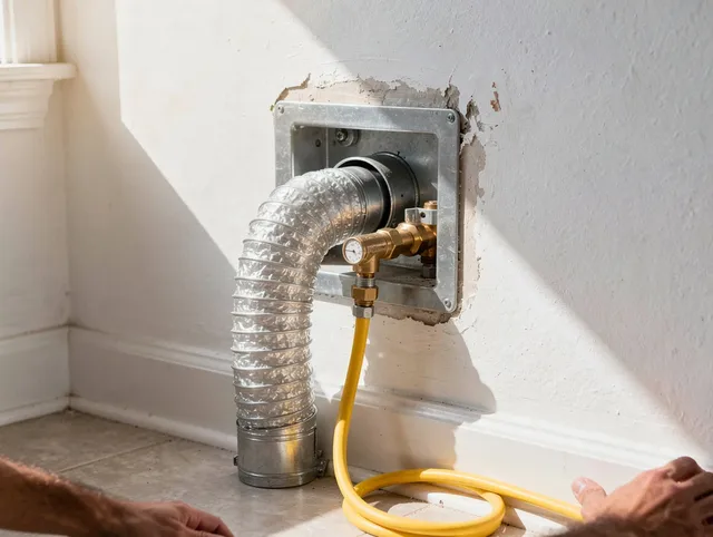Security-Widefield Dryer Vent Cleaning certified technician performing specialized gas dryer vent cleaning in Security-Widefield